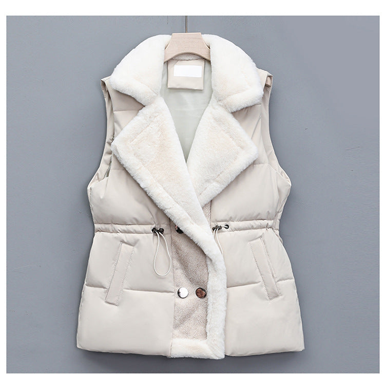 Thick Thermal Vest Korean Style Mid-length Versatile Solid Color