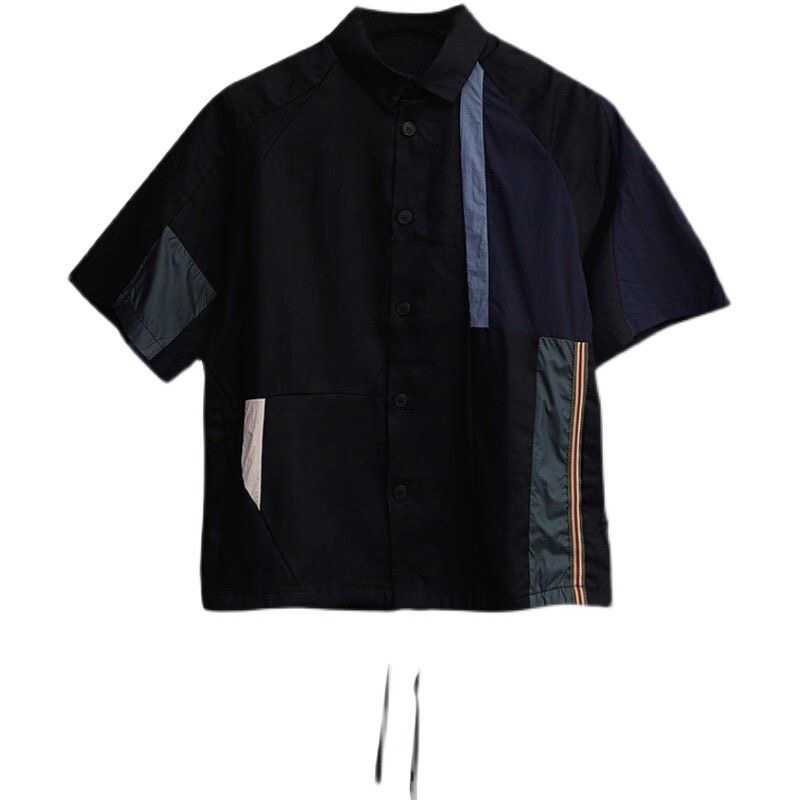 Men's Trendy Contrast Color Stitching Half Sleeve