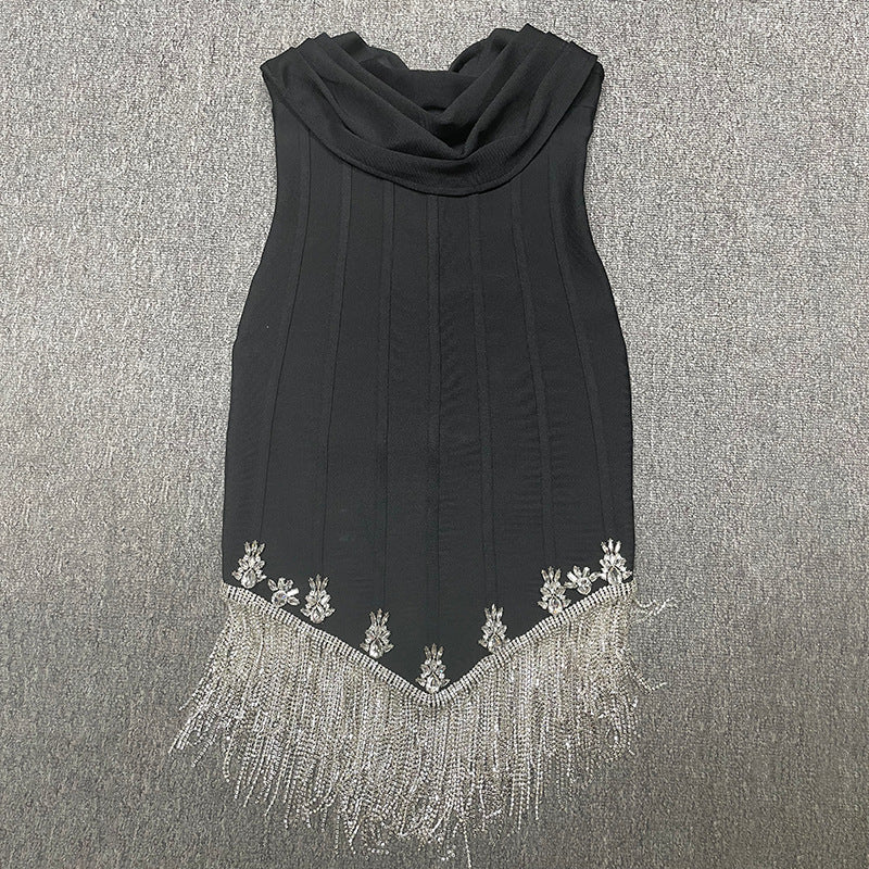 Tassel Tube Top Pile Collar Temperament Bandage Women's Clothing Dress