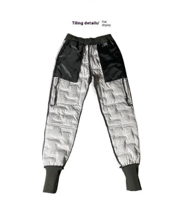 Black Cotton-padded Trousers Men's Outerwear Thick Warm
