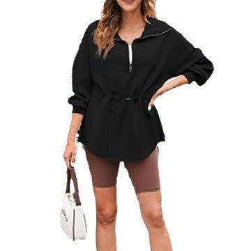 Women's Super Plus Size Sweatshirt Half Zipper Drawstring