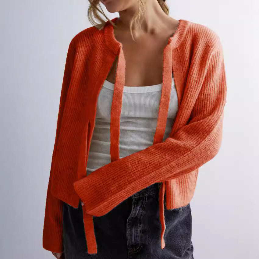 Women's Top Drawstring Cardigan Loose Sweater