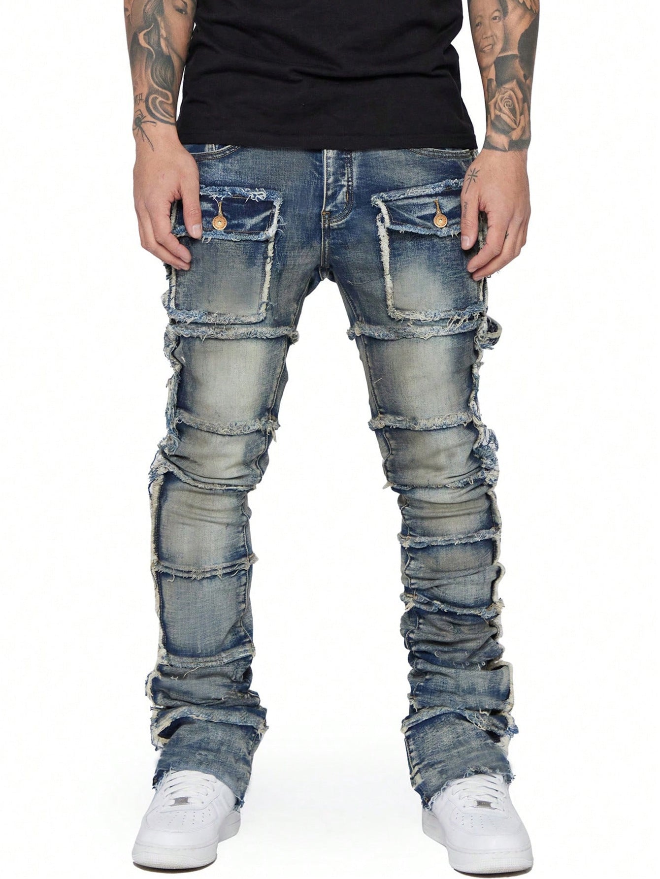 Men's Denim Straight-leg Overalls European And American Fashion
