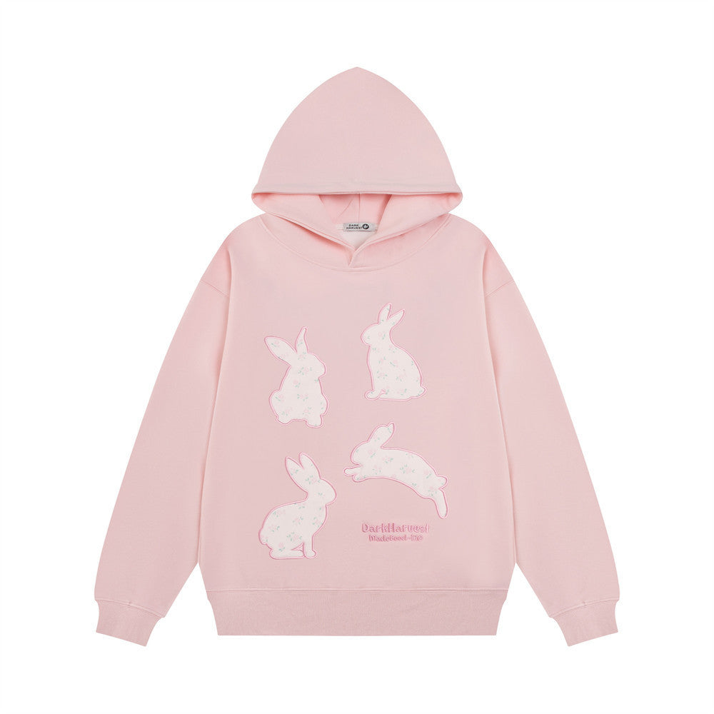 Creative Bunny Patch Embroidered Hoodie