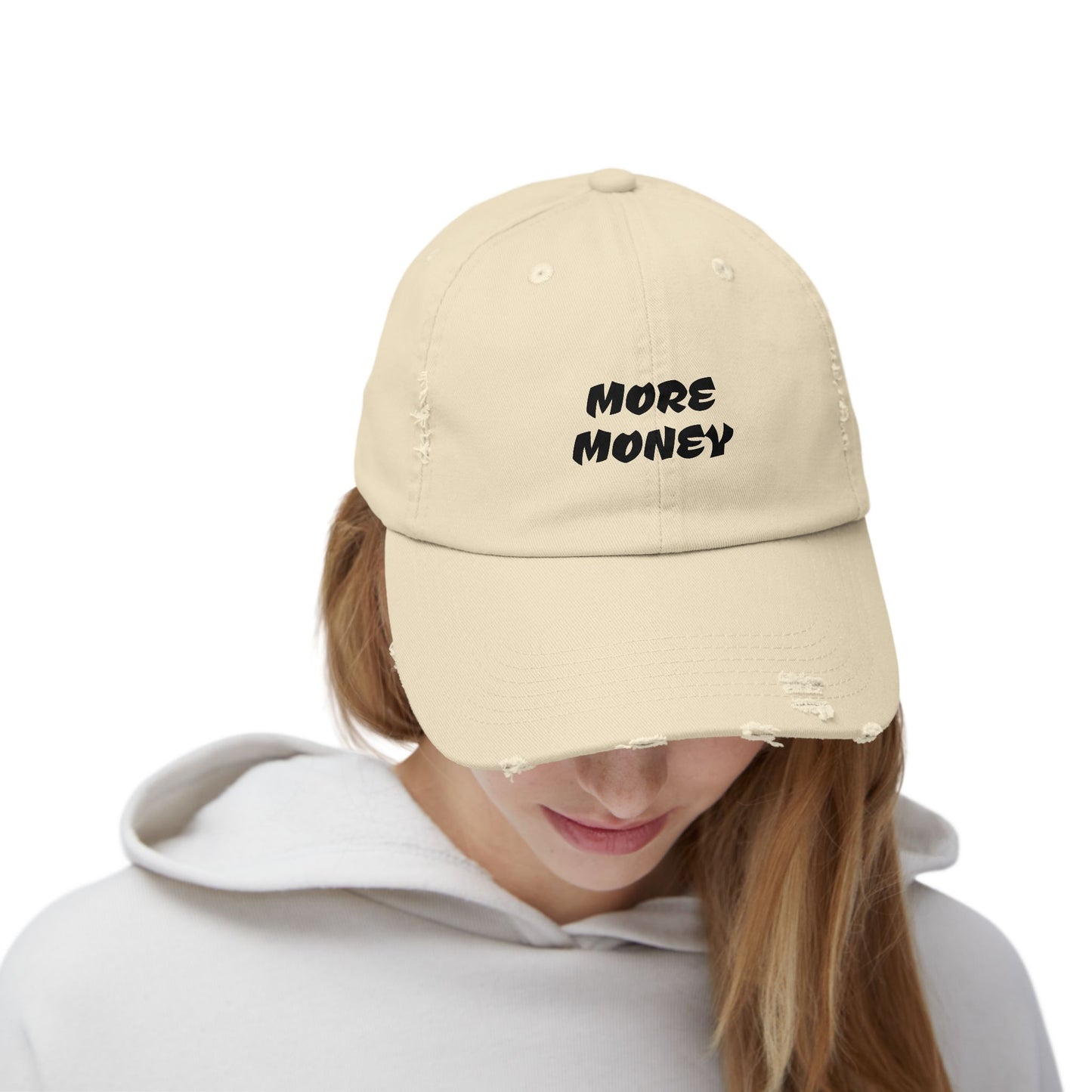 Unisex Distressed Cap - More Money Fashion Hat for Everyday Style