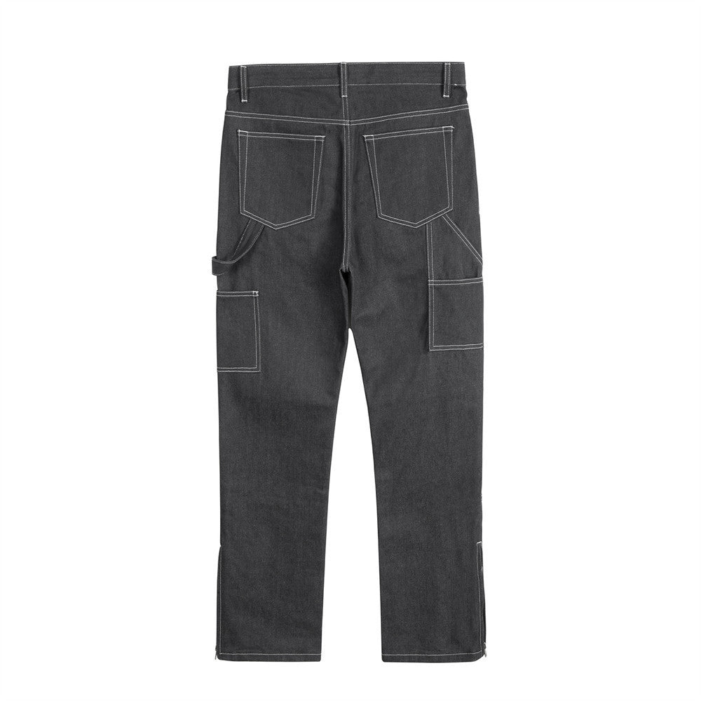 Pressure Line Denim Straight-leg Pants Men's Slim Fit Feet