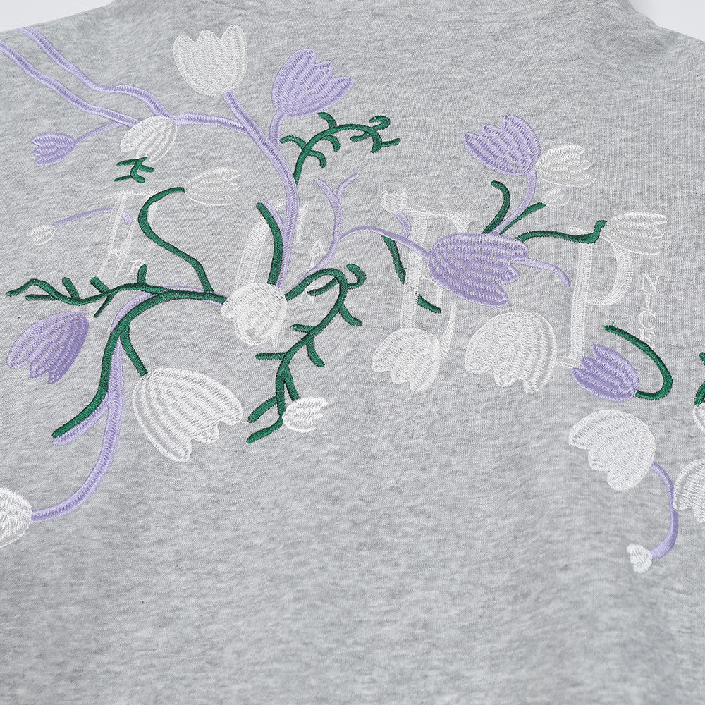 Vine Flower Embroidery Hooded Loose Sweater