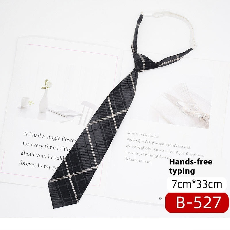 JK Tie Black Gray Plaid Striped Girl Bow