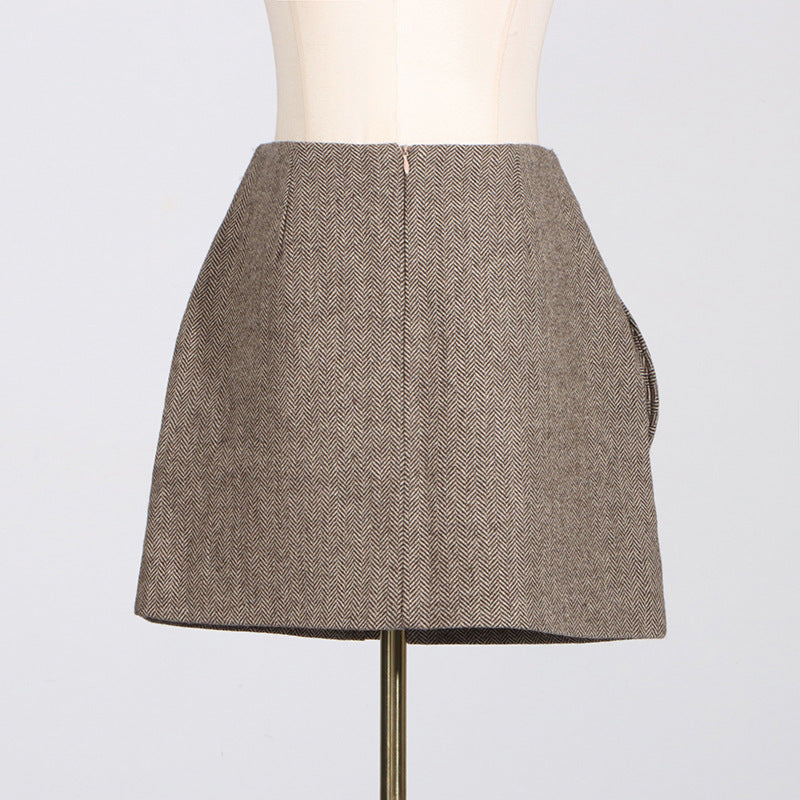 Elegant Style High Waist A- Line Skirt Fashionable Three-dimensional Flower Stitching Design Short Skirt
