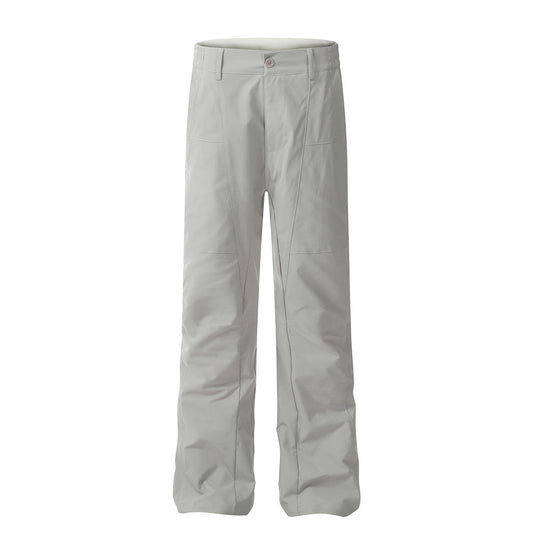 Men's Solid Color Loose Pockets Decorative Trousers