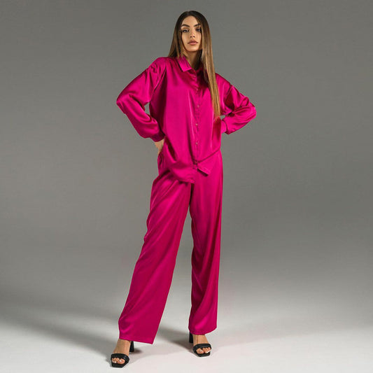 European And American Loose Temperament Elegant Trousers Solid Color Two-piece Set
