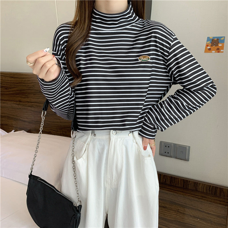 Versatile Loose Korean Style Striped Long Sleeve