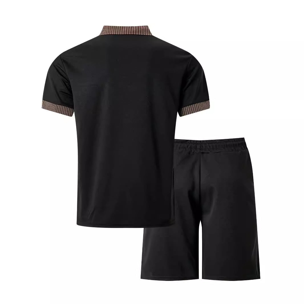 Men's Striped Color Matching Short Sleeve Suit