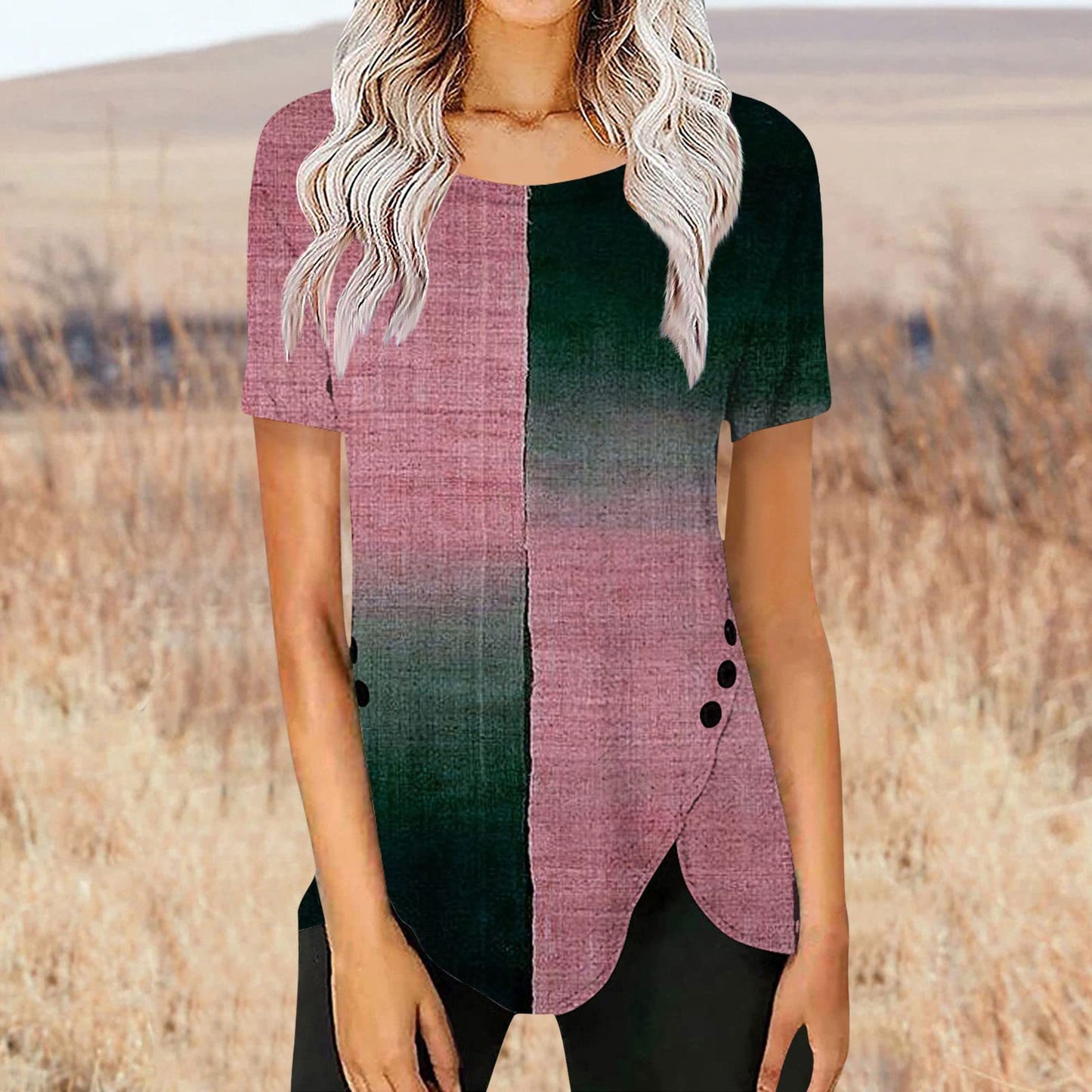 Women's Short-sleeved Mid-length Round Neck Loose T-shirt Top