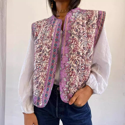 Fashion Round Neck Women's Color Matching Vest