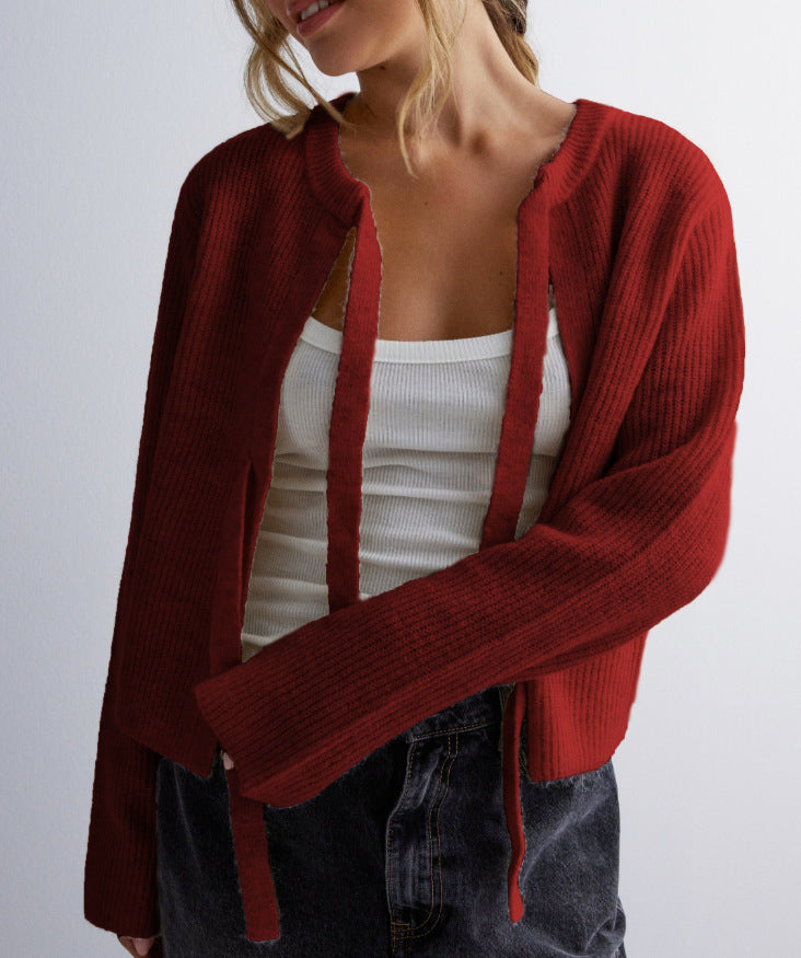 Women's Top Drawstring Cardigan Loose Sweater
