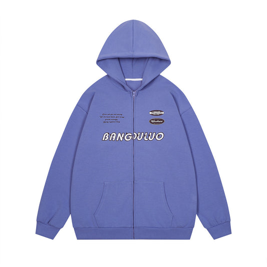 High Street American Letter Printed Hooded Jacket Men