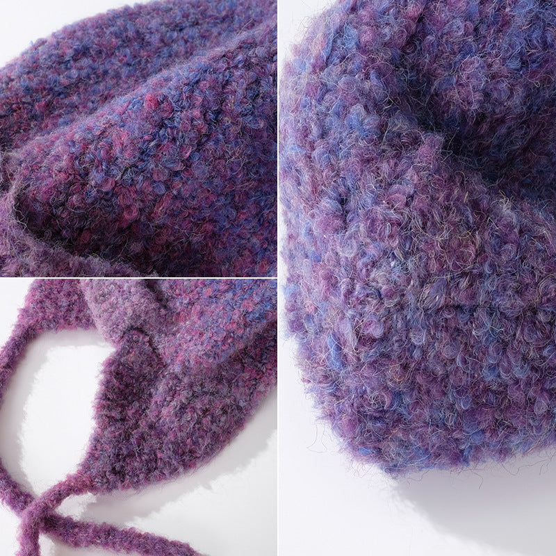Knitted Lace-up Earmuffs Hat Women's Autumn And Winter Warm Face Small