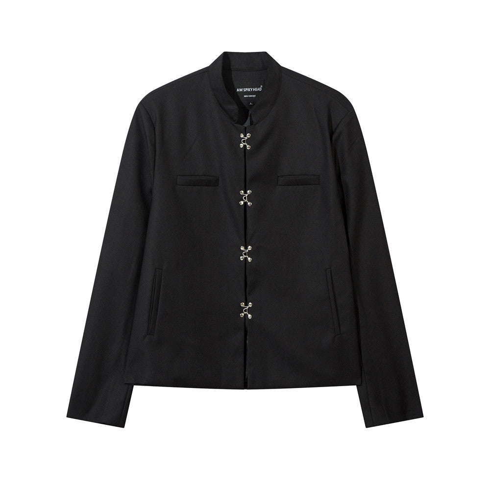 Chinese Style Stand Collar Casual Suit Jacket Men