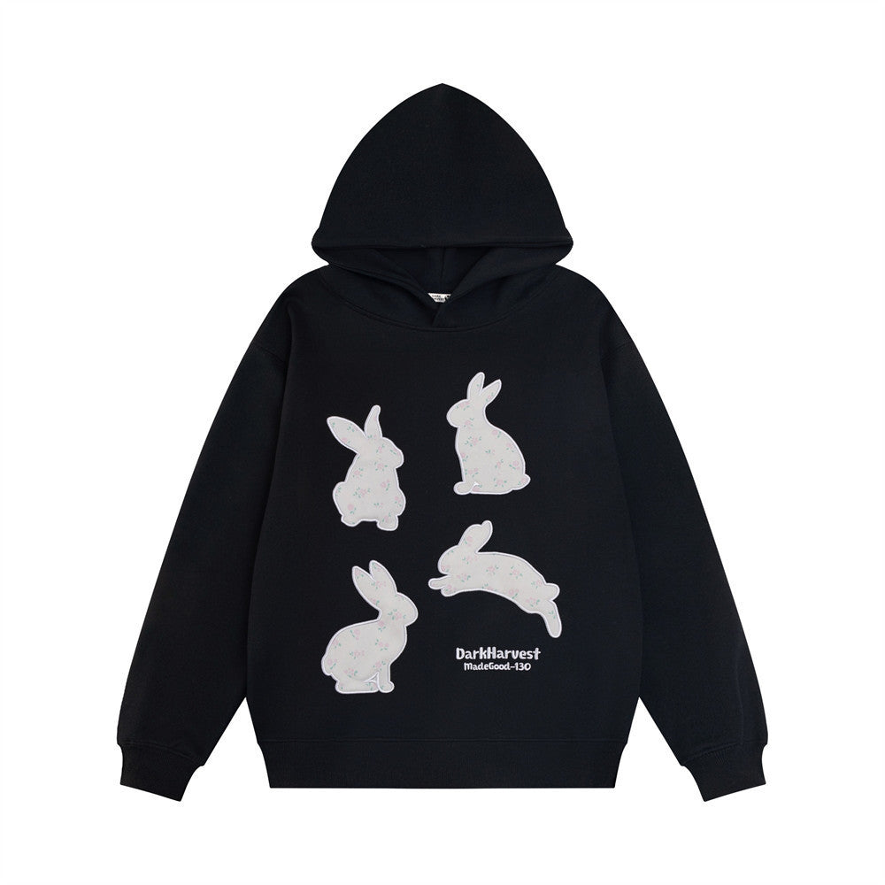 Creative Bunny Patch Embroidered Hoodie