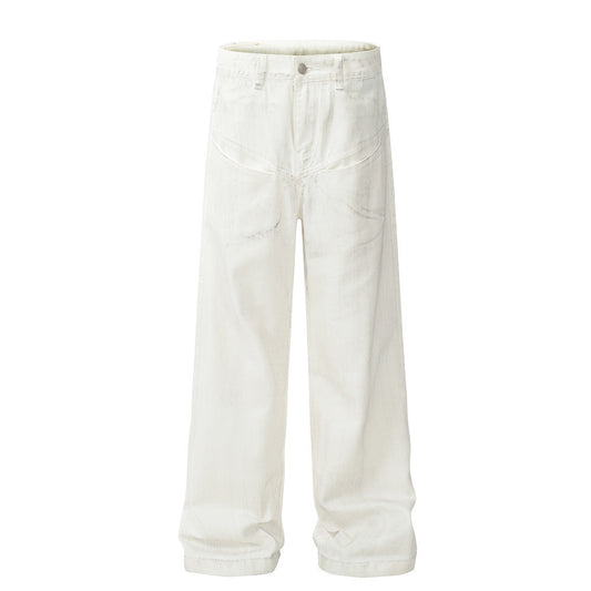Men's Loose-fit Patchwork Cropped Jeans