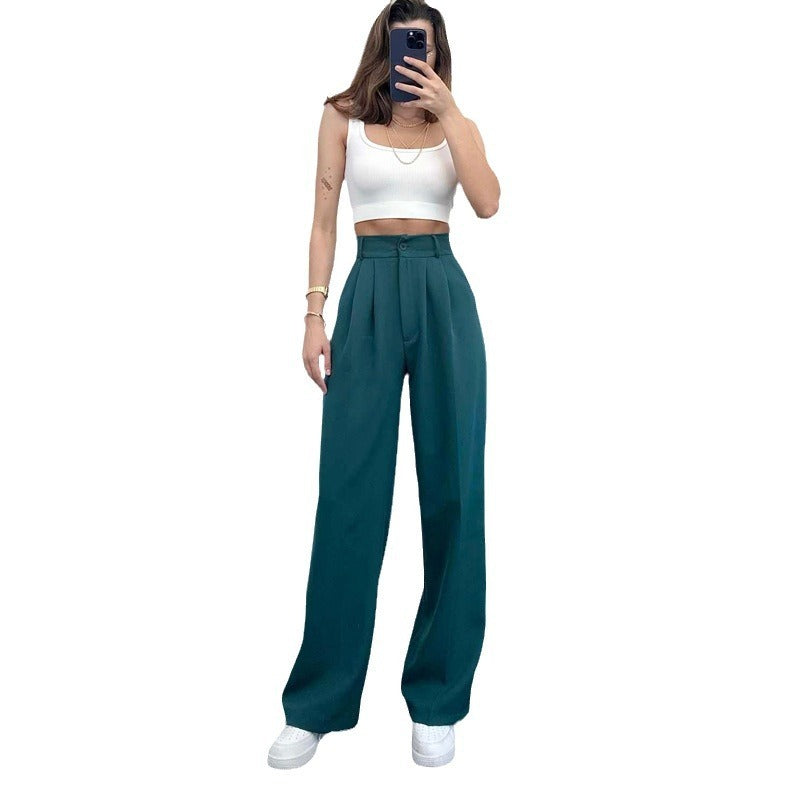 European And American Spring And Summer Casual Women's Elegant Straight High Waist Trousers