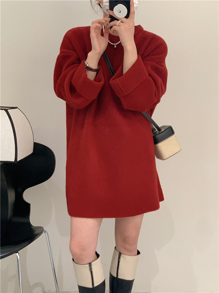 Medium Length Loose Thick Pullover Soft Glutinous Bottoming Sweater