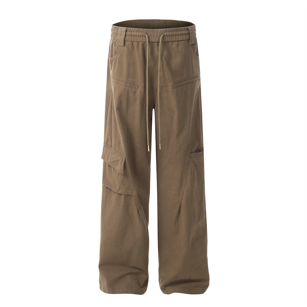 Deconstructed Drawstring Multi-pocket Paratrooper Pants Overalls