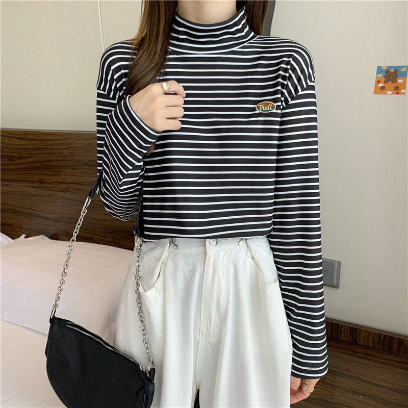 Versatile Loose Korean Style Striped Long Sleeve