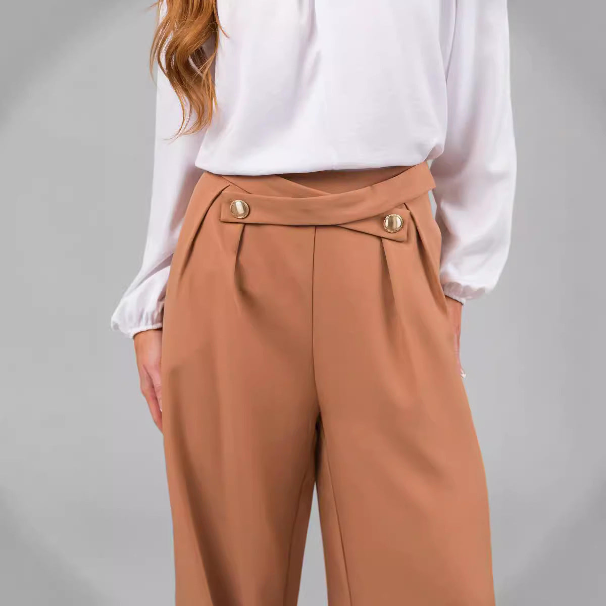Casual Solid Color Straight-leg Pants