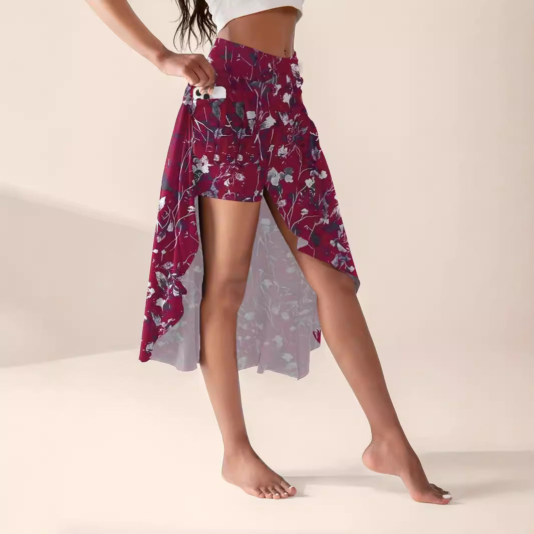 Split Pocket Inner Shorts Skirt New Flower Women's Clothing