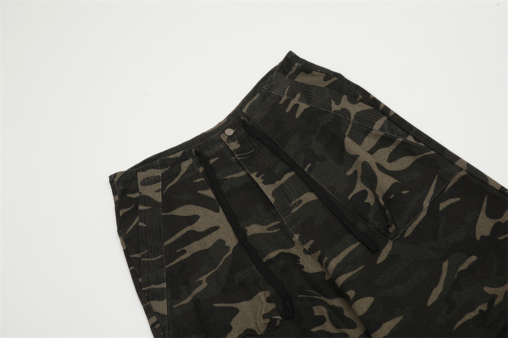 Men's American-style Retro Loose Drawstring Pleated Casual Straight-leg Long Pants
