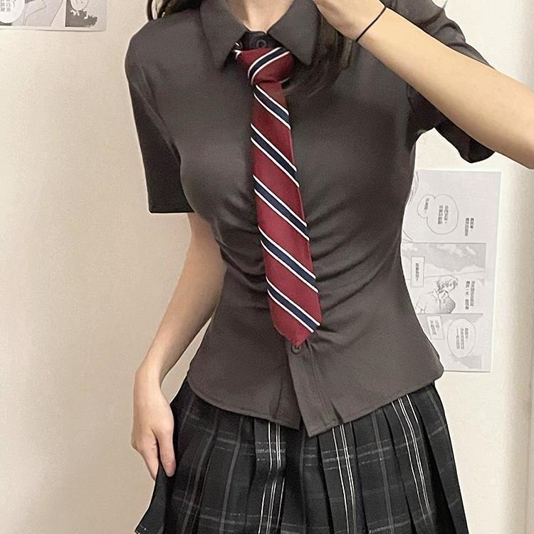 Slim-fit Pleated All-match Senior Girl's Top Summer