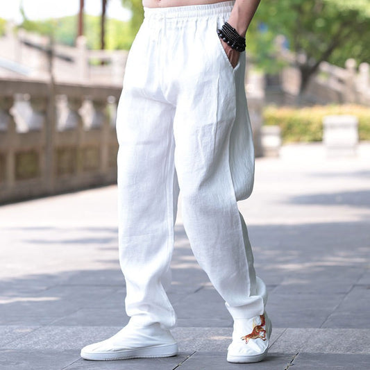 Men's Cotton And Linen Loose Casual Trousers