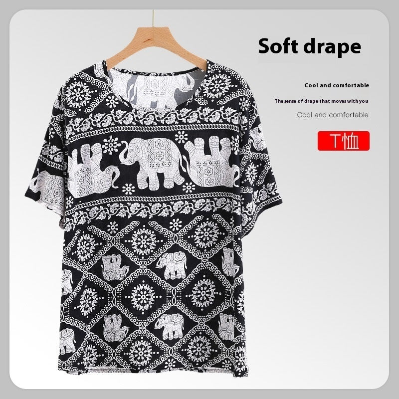Men's Cotton Short Sleeve Artificial Cotton Plus Size Loose Top