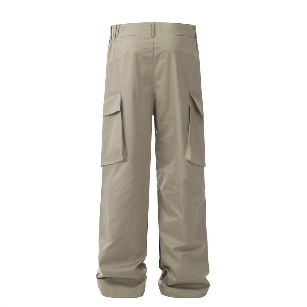 Men's Multi-pocket Straight Pleated Paratrooper Pants Overalls
