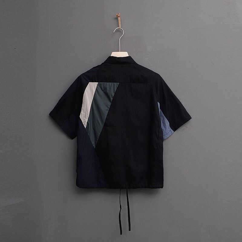 Men's Trendy Contrast Color Stitching Half Sleeve