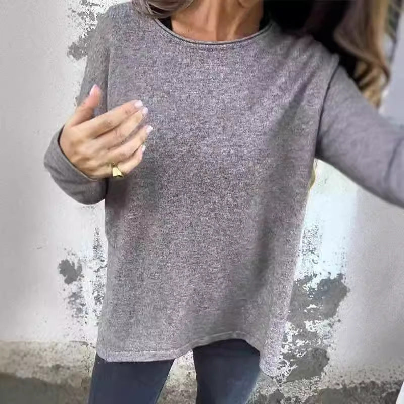 Women's Round Neck Long Sleeve T-shirt Top