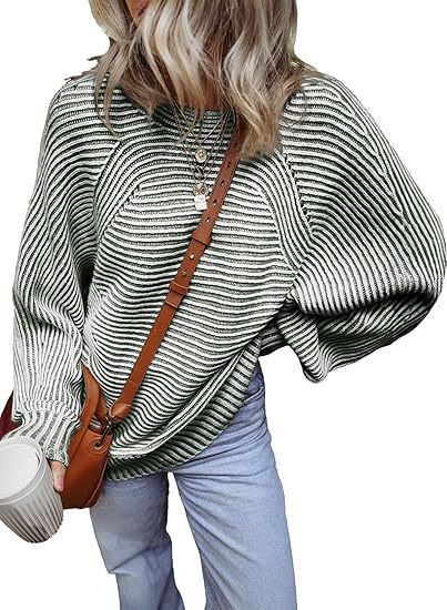 Textured Knitted Pullover Batwing-sleeve