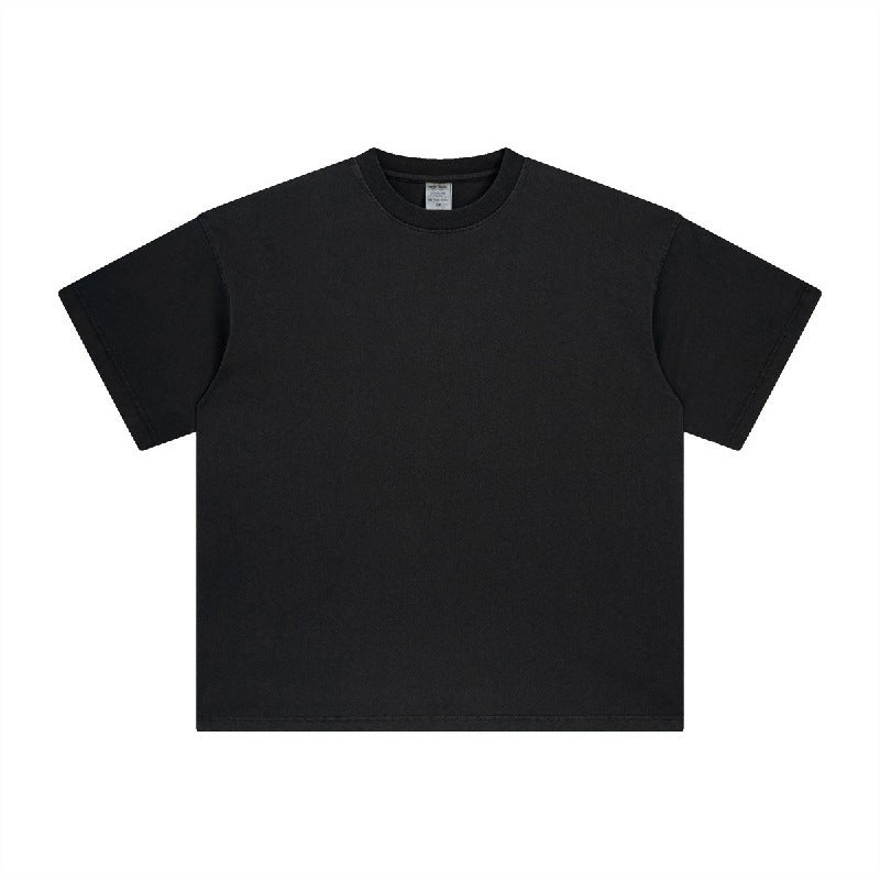 Heavy Washed Solid Color Short Sleeve Men And Women Same Style