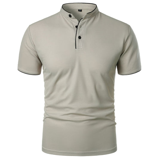 Men's Summer Solid Color Top Popular Short Sleeve Slim Fit European And American Short Sleeve