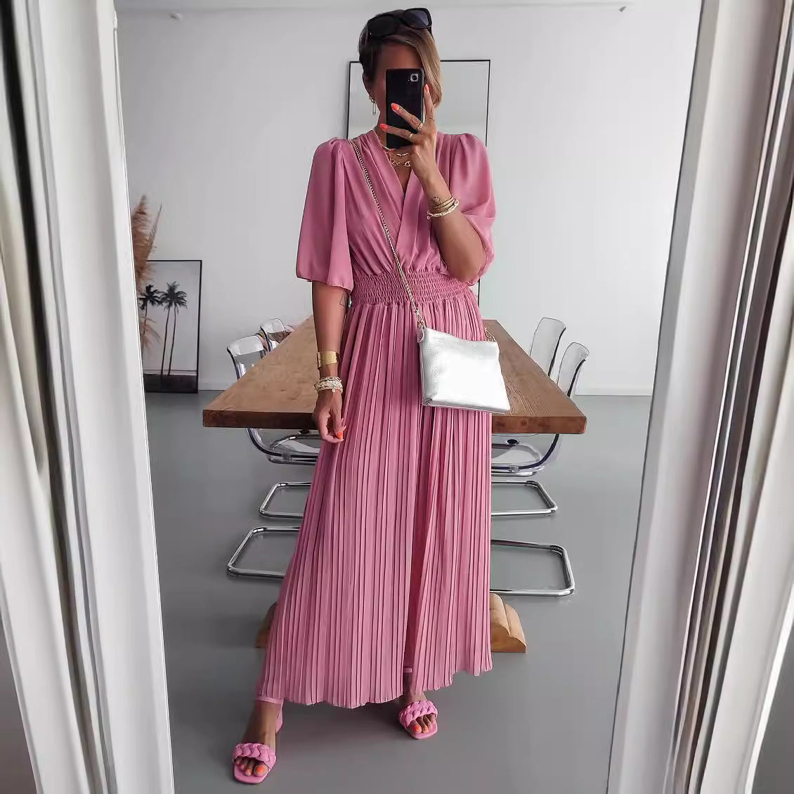 Wide Leg Pants V-neck Fitted Waist Jumpsuit Women's Wear Wish Independent Station Summer Hot