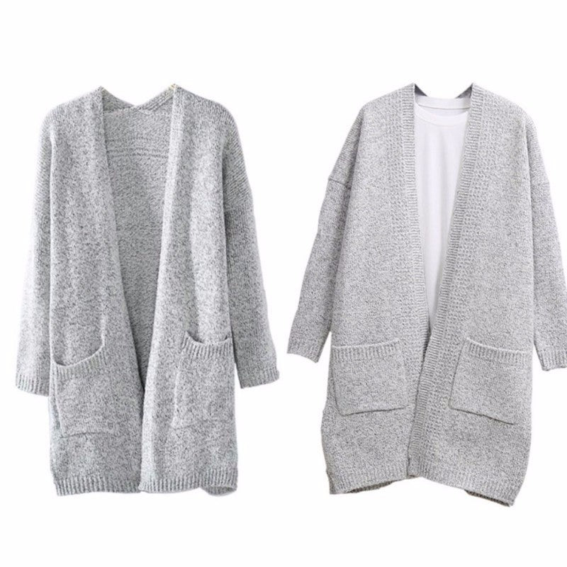 Cardigan Coat Women's Mid-length Long Sleeve Large Pocket Sweater