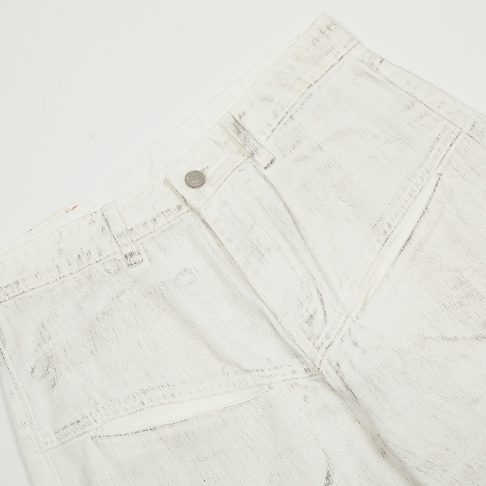 Men's Loose-fit Patchwork Cropped Jeans