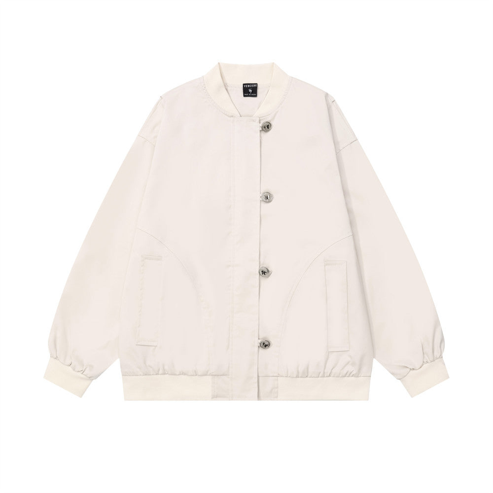 Design Sequined Embroidered Butterfly Baggy Coat Baseball Uniform