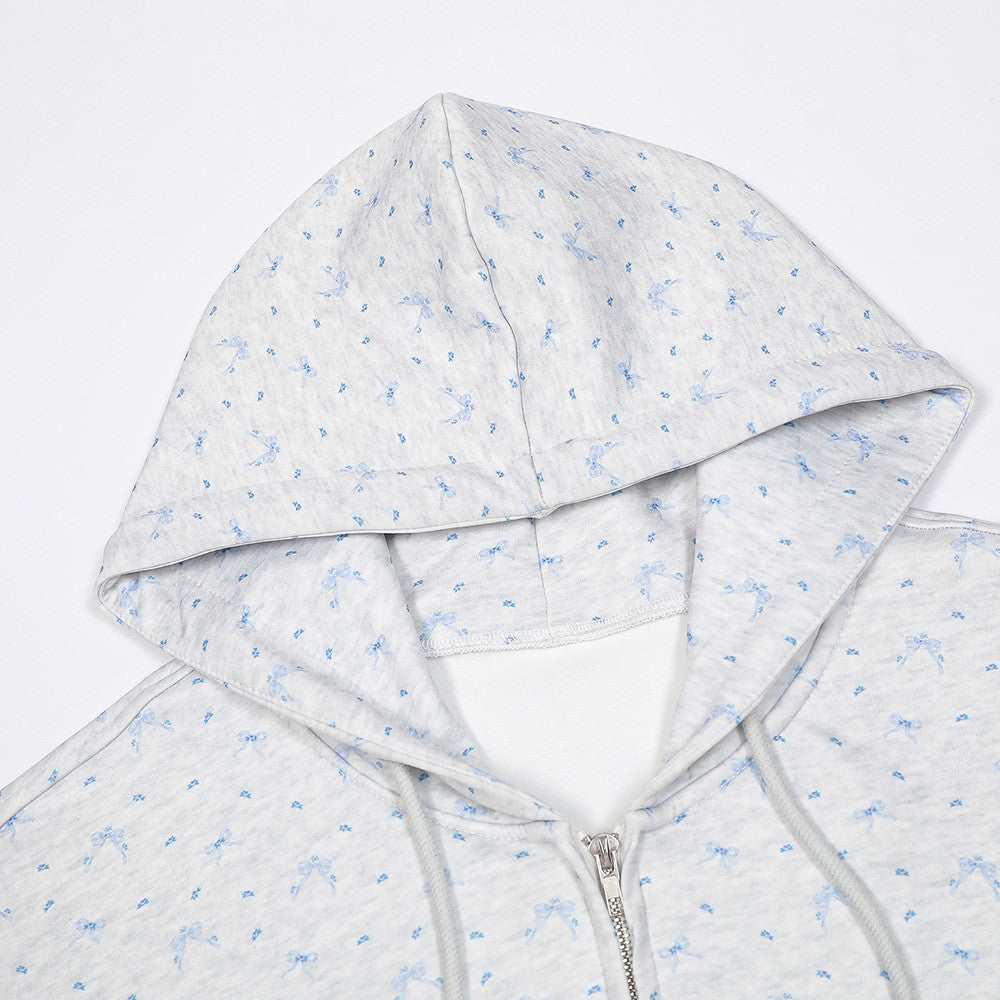 Printed Bowknot Small Floral Sweater