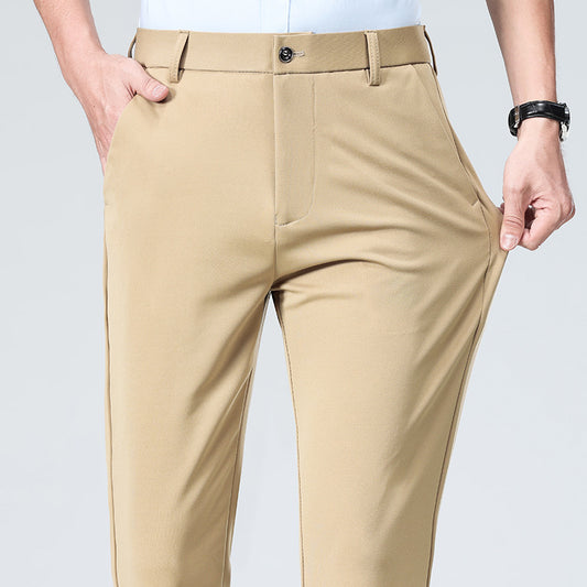 Men's Four-sided Elastic Ice Silk Trousers High Waist Breathable
