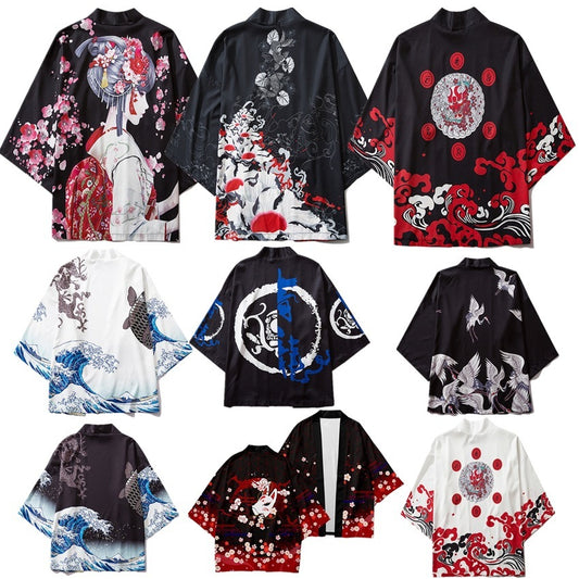 Japanese Style Ukiyo-e Sea Carp Creative Robe For Men