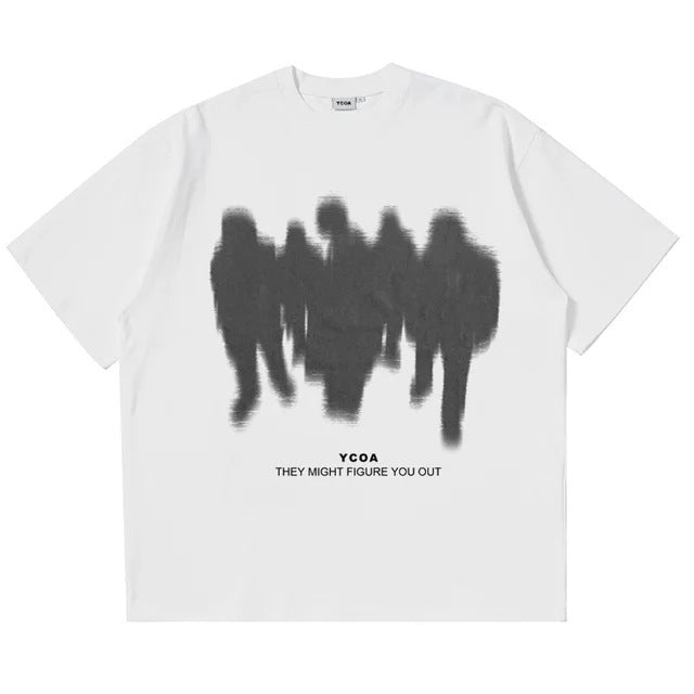 Oversized Shadow Cotton Harajuku Fashion Short Sleeve