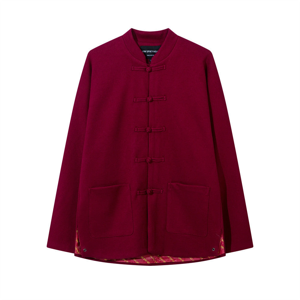 Chinese Style Buckle Stand Collar Casual Tang Suit Coat Men